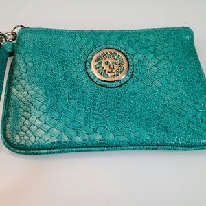 Anne Klein Faux Crocodile Pattern Wristlet Clutch Purse 'Robin's Egg' Color